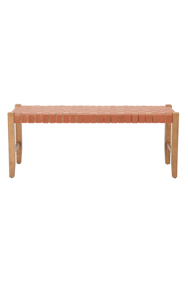Tan Woven Leather Bench | OROA Modern Bandani | Oroa.com