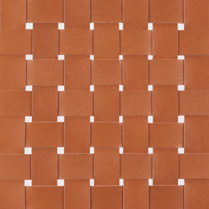 Tan Woven Leather Bench | OROA Modern Bandani