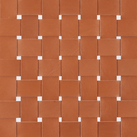 Tan Woven Leather Bench | OROA Modern Bandani