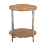 Burl Veneer 2-Layer Side Table – Adna – angled view