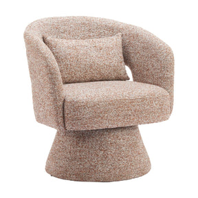 Speckled Brown Shearling Swivel Chair – Liva – front view