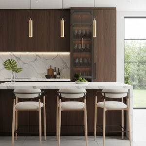   Gray Fabric Modern Bar Stool | Oroa.com