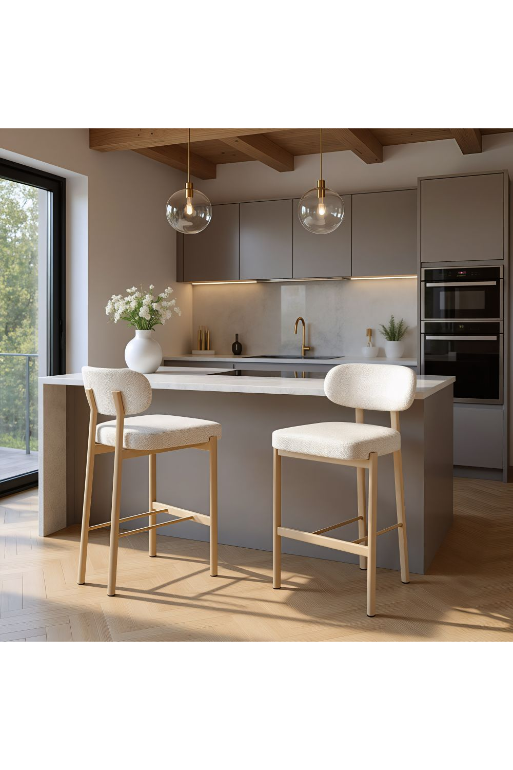 Gray Textured Weave Bar Stools (2) | OROA Modern Auream | Oroa.com