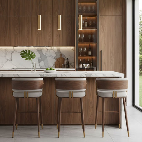 Beige Leather Bar Stool | OROA Modern Brew | Oroa.com