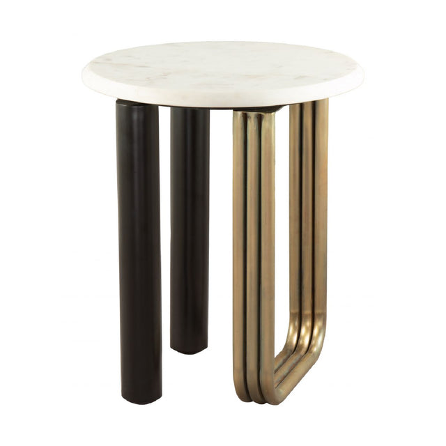 White Marble Side Table – Elyn – angled view