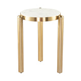 White & Gold Side Table – Noan – angled view