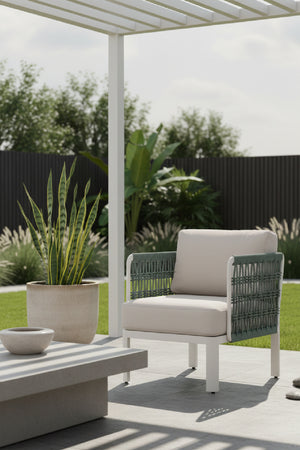 White Olefin Outdoor Lounge Armchair | OROA Modern Bridgehampton | Oroa.com