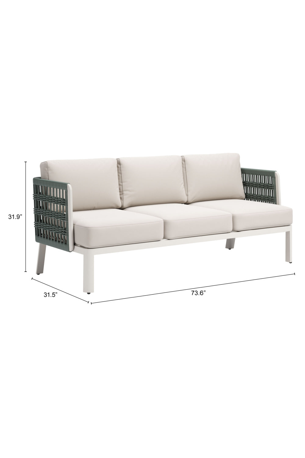 White Olefin Outdoor Sofa | OROA Modern Bridgehampton | Oroa.com