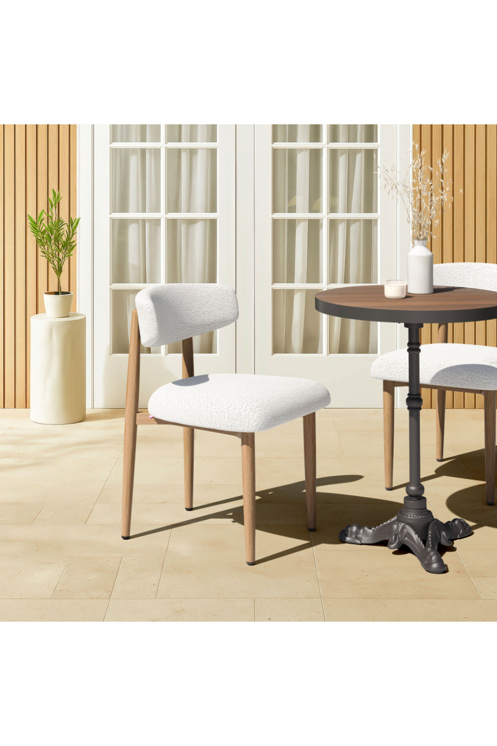 White Padded Outdoor Dining Chair | OROA Modern Bege | Oroa.com
