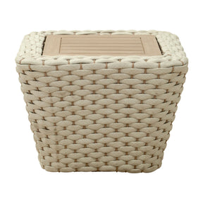 White Woven Square Outdoor Coffee Table – Antul – front view