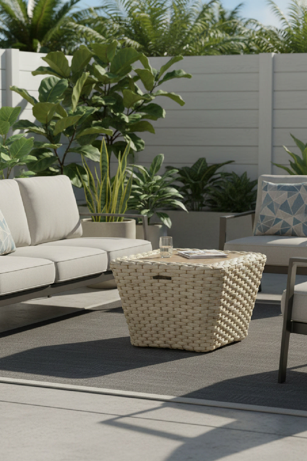 White Woven Square Outdoor Coffee Table | OROA Modern Antul | Oroa.com
