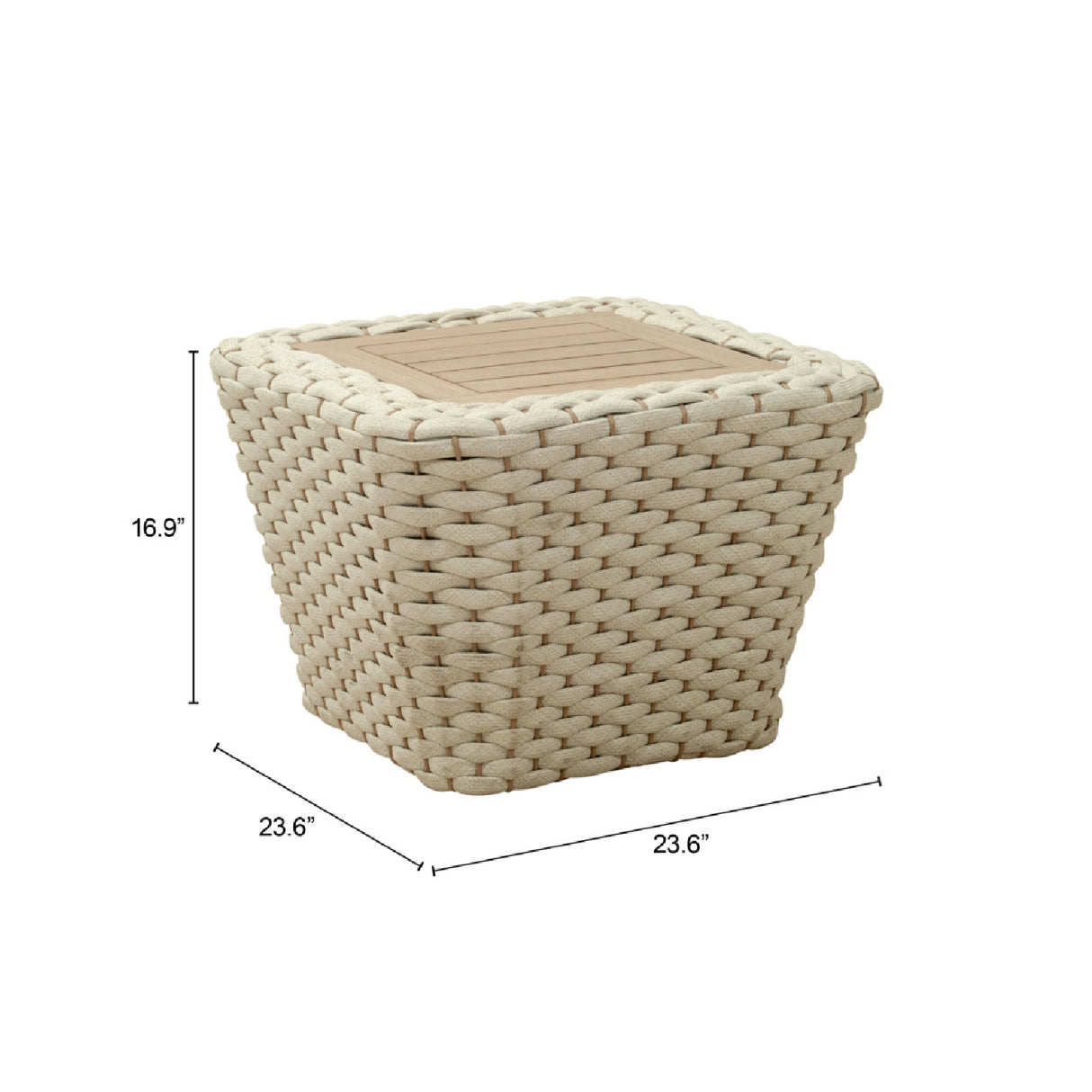 White Woven Square Outdoor Coffee Table | OROA Modern Antul