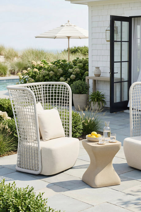 Weaved Back Outdoor Accent Chair | OROA Modern Hudu | Oroa.com