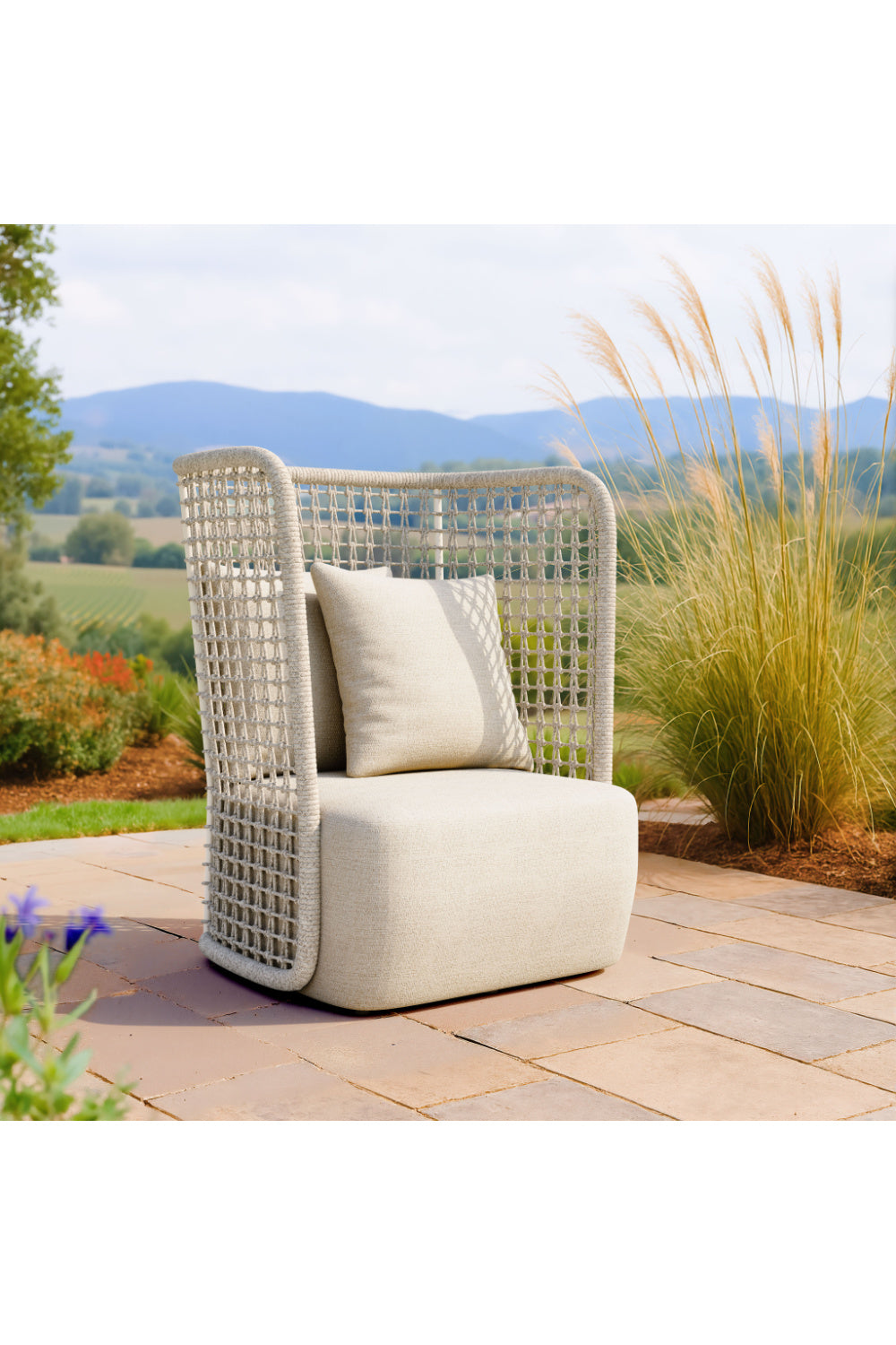 Weaved Back Outdoor Accent Chair | OROA Modern Hudu | Oroa.com