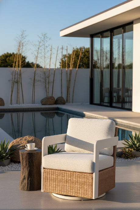 Brown Base Outdoor Swivel Chair | OROA Modern Gelo | Oroa.com