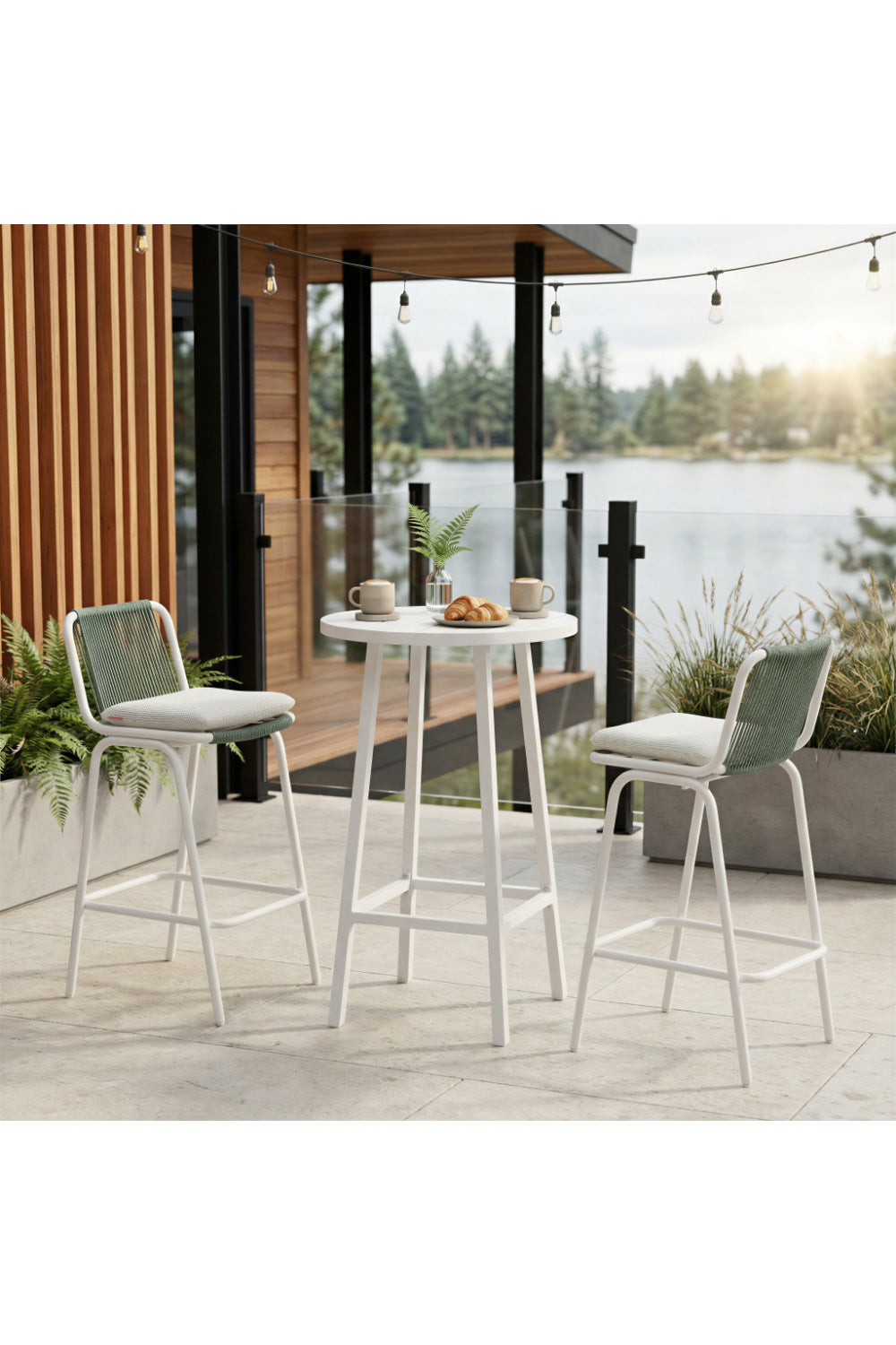 Green Outdoor Bar Stool Set (2) | OROA Modern Luft | Oroa.com