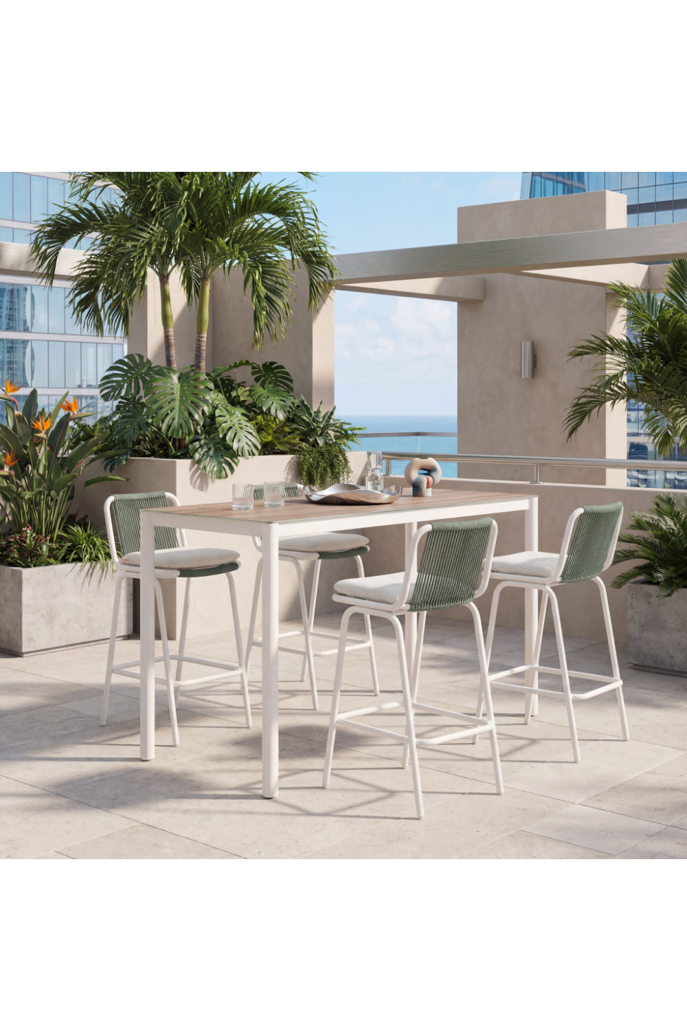 Green Outdoor Bar Stool Set (2) | OROA Modern Luft | Oroa.com