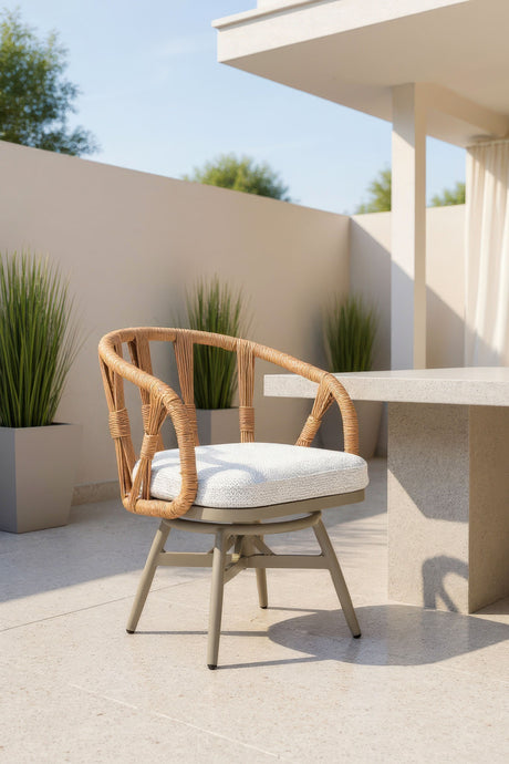 Rattan Weave Swivel Outdoor Dining Chair | OROA Modern Safal | Oroa.com