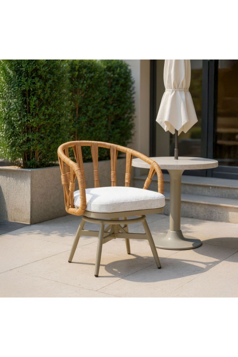 Rattan Weave Swivel Outdoor Dining Chair | OROA Modern Safal | Oroa.com