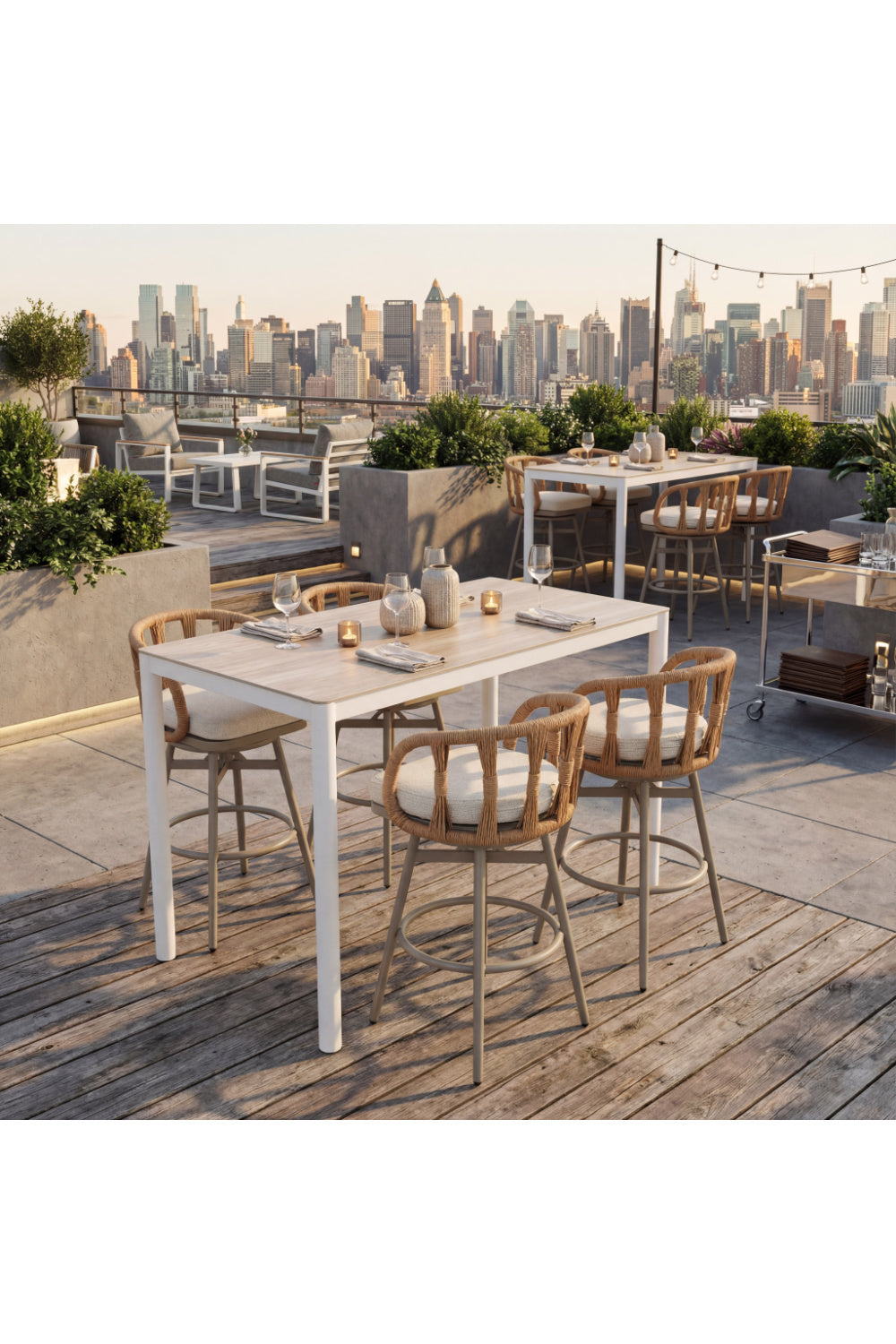 Rattan Weave Swivel Bar Stool | OROA Modern Safal