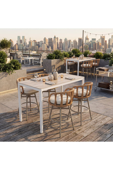 Rattan Weave Swivel Bar Stool | OROA Modern Safal