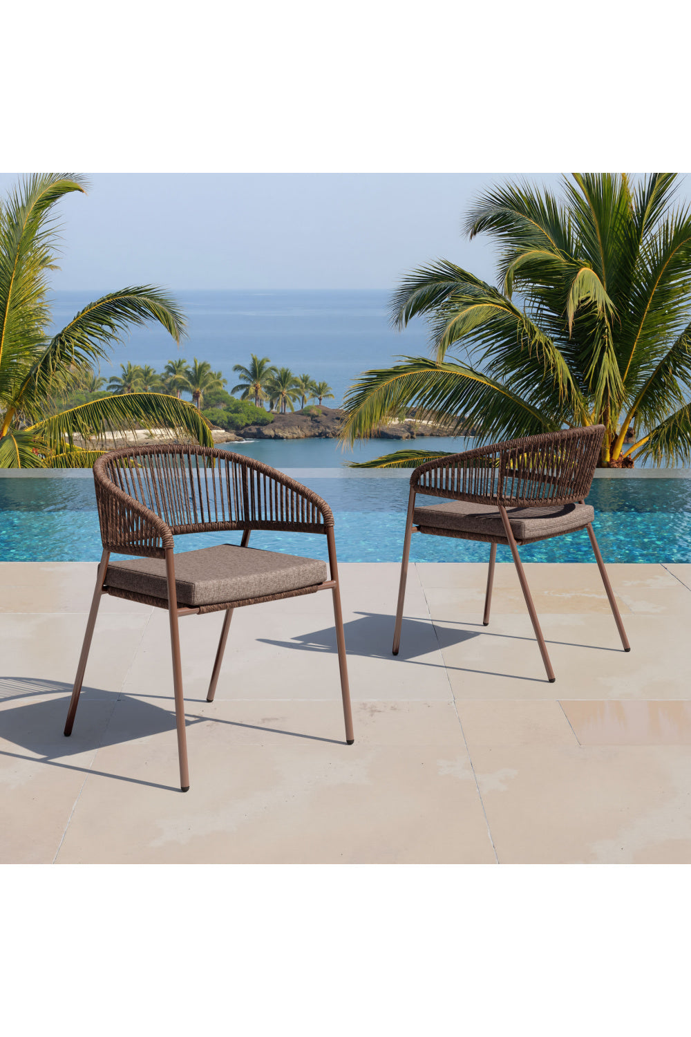 Brown Rattan Outdoor Dining Chairs (2) | OROA Modern Skye | Oroa.com