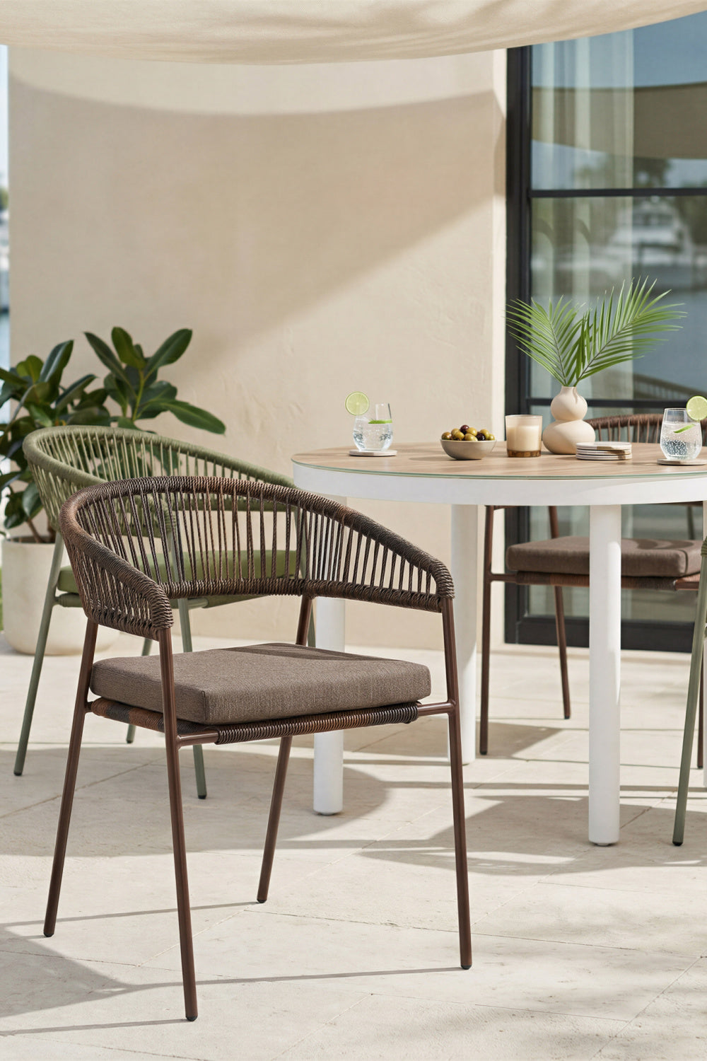 Brown Rattan Outdoor Dining Chairs (2) | OROA Modern Skye | Oroa.com