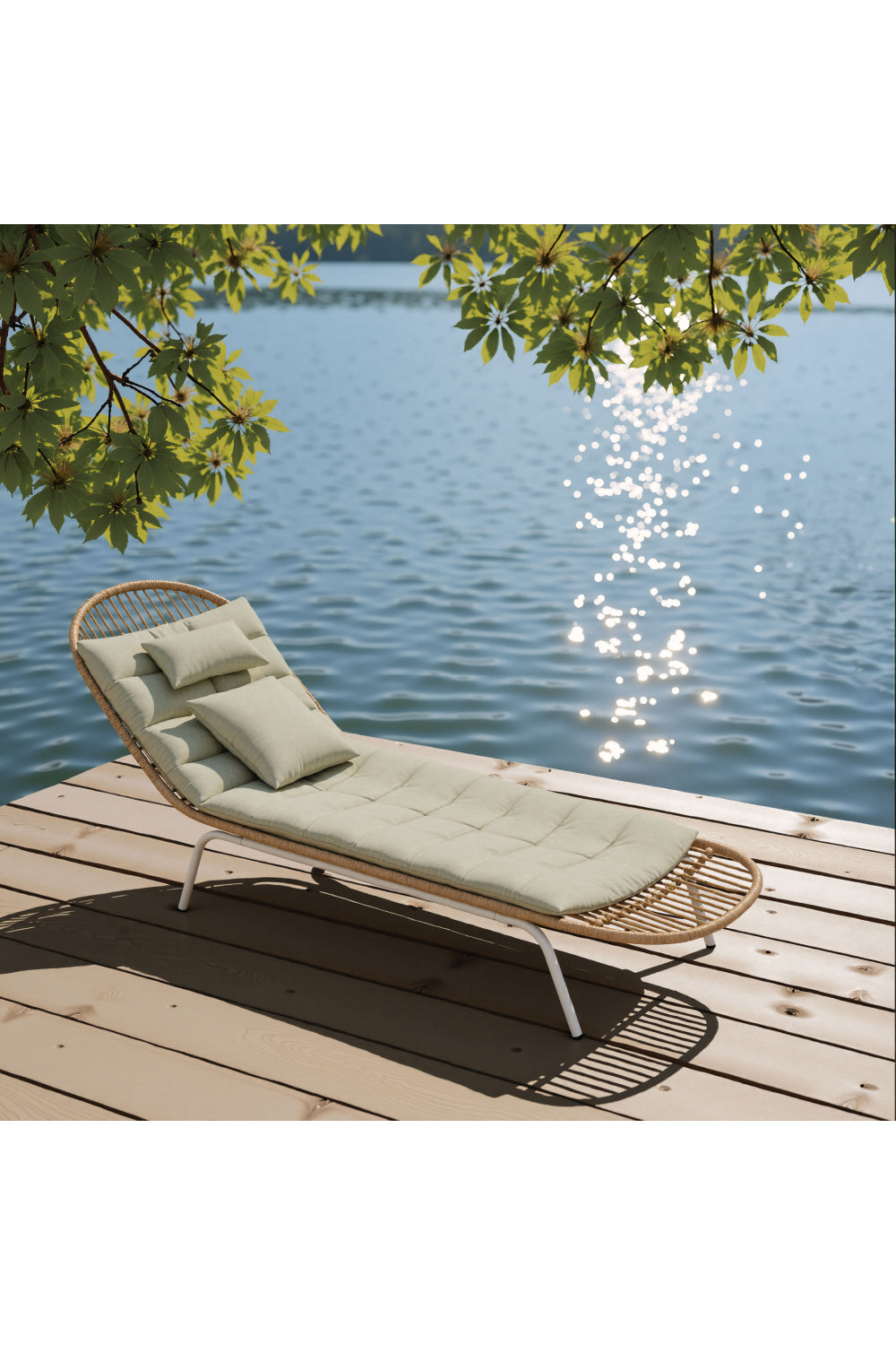 Padded Rattan Weave Outdoor Chaise | OROA Modern Skim | Oroa.com