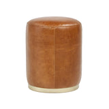 Round Brown Leather Ottoman - OROA