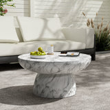 Marble Outdoor Coffee Table - Modern White