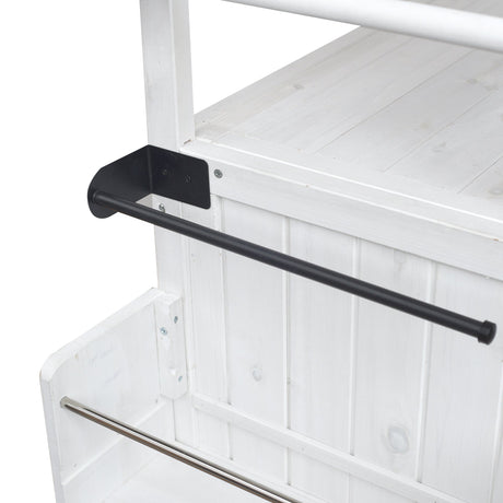 Foldable Outdoor Kitchen Island Patio Cart - White