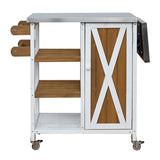 Foldable Outdoor Kitchen Island Patio Prep Station - White