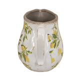 White Ceramic Pitcher Vase with Lemon Motif - OROA
