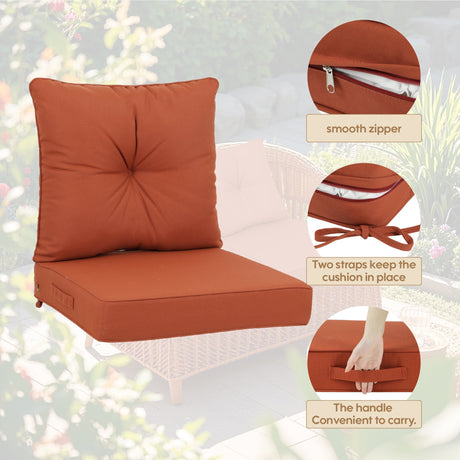 Outdoor Deep Seat Cushions for Patio Furniture, (S/2)