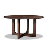 Dark Brown Reclaimed Pine Round Dining Table 60 Inch | OROA