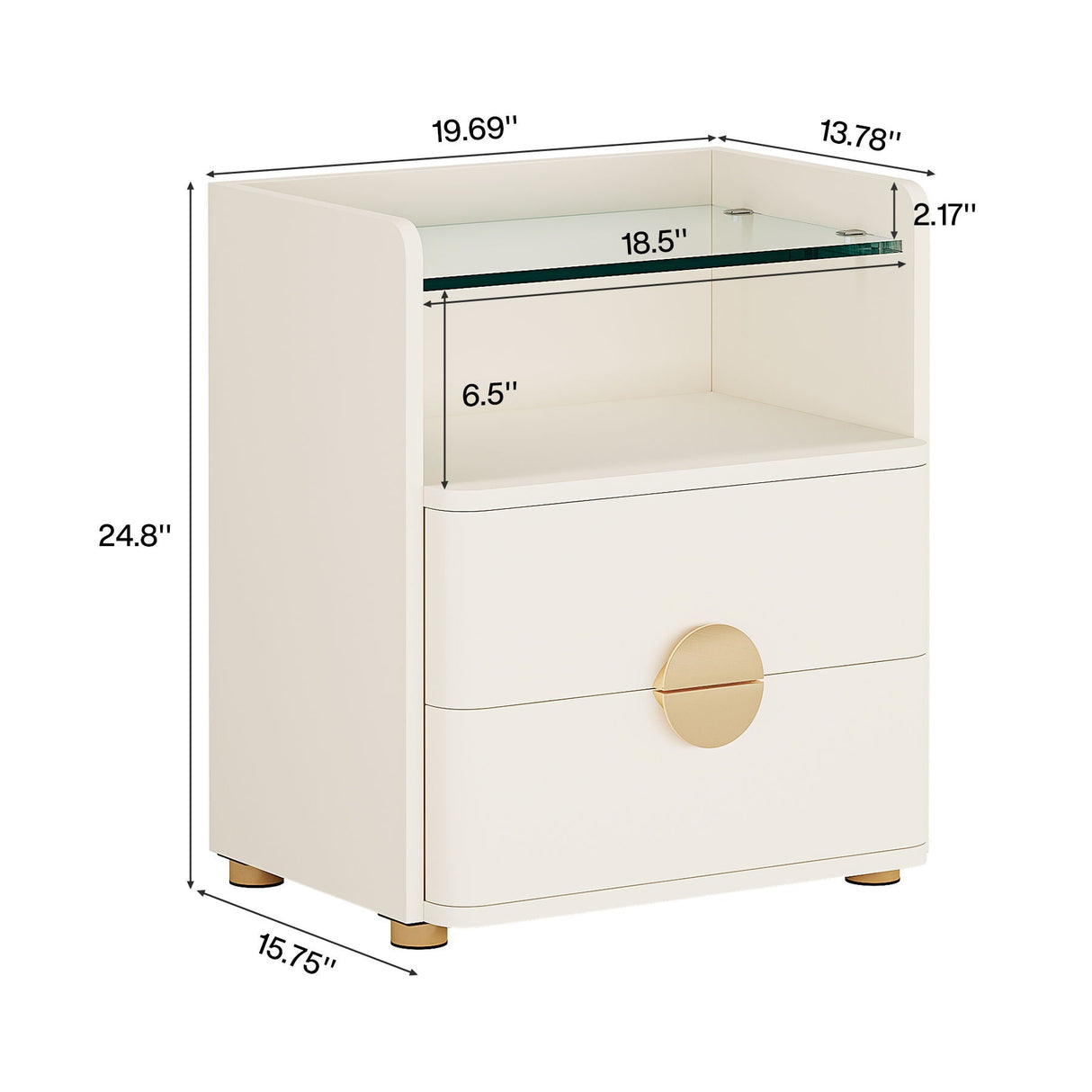 2 Drawer Nightstand - Beige Classic