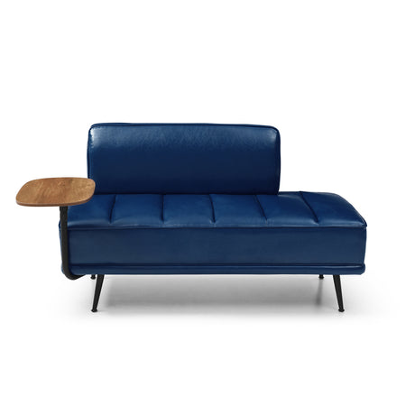Blue Faux Leather Two-Seat Bench with Side Table | Catchy