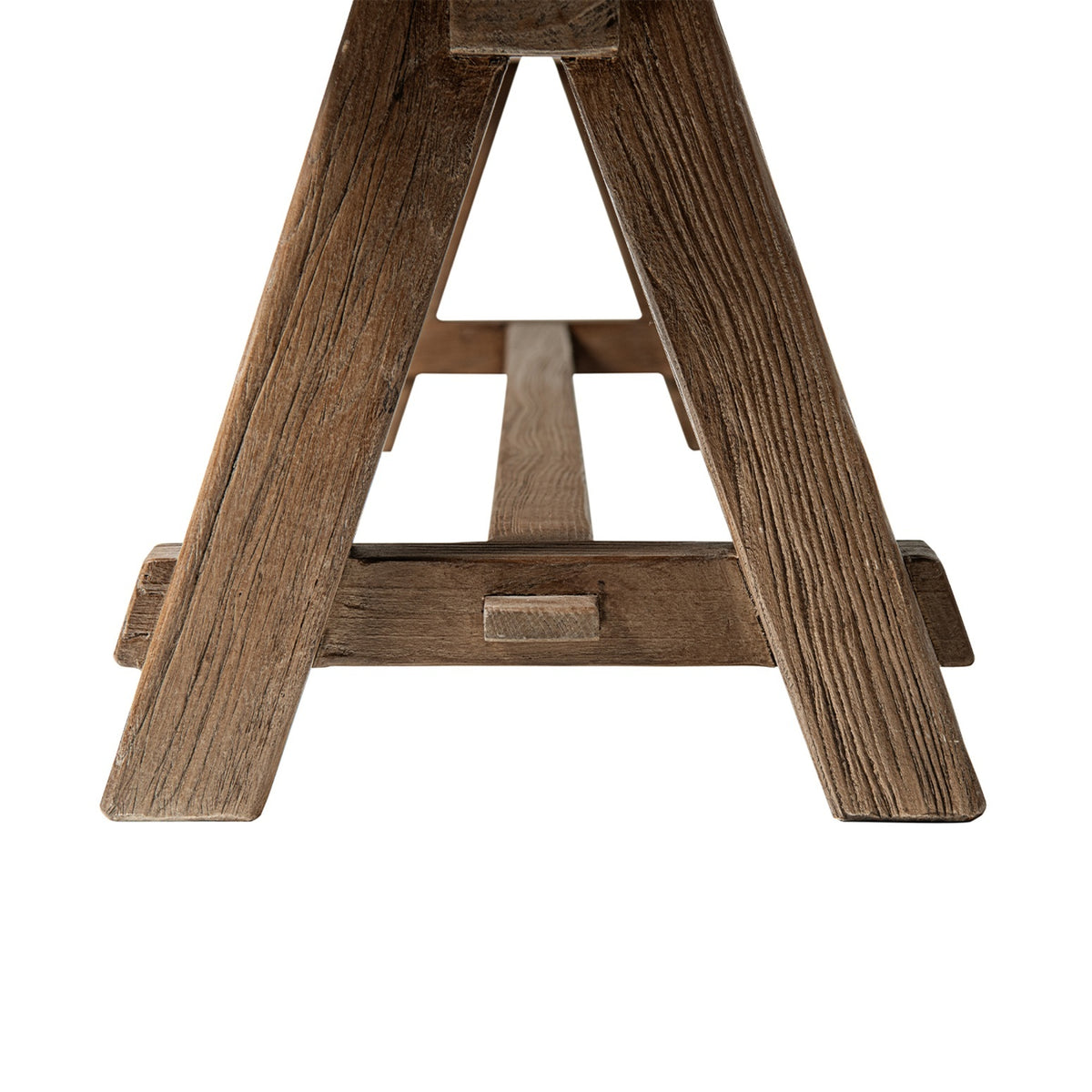 Hawthorne Reclaimed Elm Trestle Dining Bench, Heritage Medium Dark Brown - OROA Modern Furniture