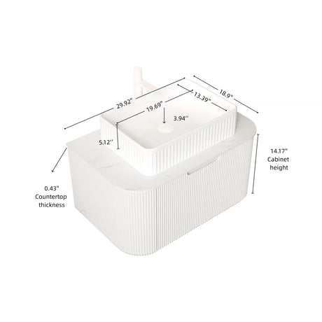 Bathroom Vanity & Sink with Floating Curved Edges - OROA