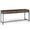 Wooden console table with metal legs on a white background