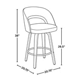 Sage Green Fabric Swivel Counter Stools — dimension diagram