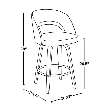 Sage Green Fabric Swivel Counter Stools — dimension diagram