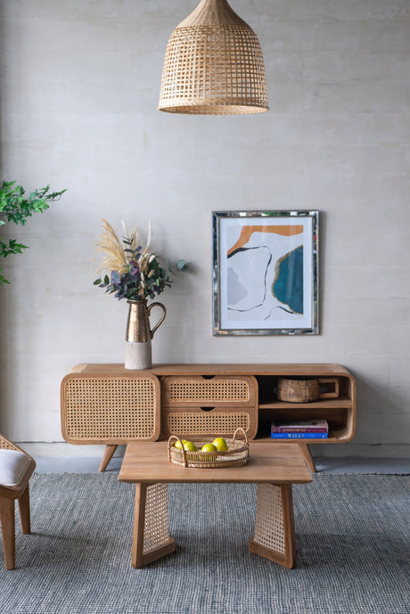 Round Decorative Brown Bamboo Woven Trays with Handles (S/3)