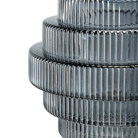 Multi-Tiered Geometric Vase with Smoked Blue Finish (S/2)