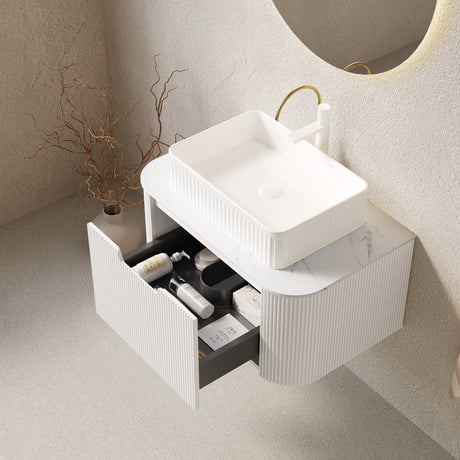 Bathroom Vanity & Sink with Floating Curved Edges - OROA