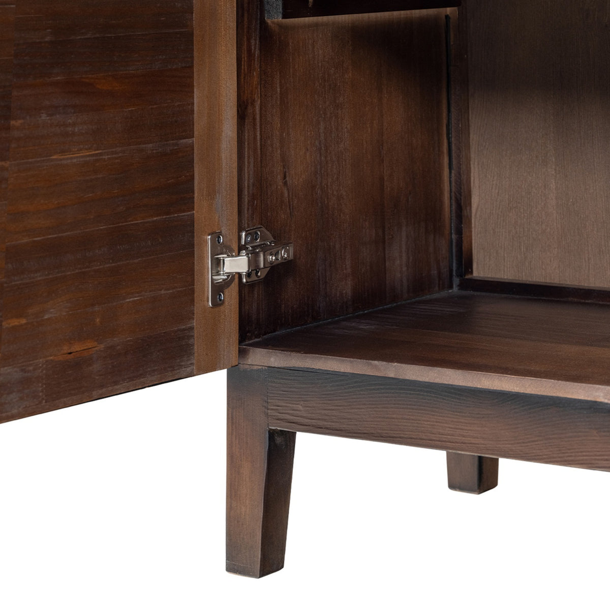 Koa Woven Wood Cabinet with Textured Door Fronts, Dark Brown Reclaimed Pine - OROA Modern Furniture