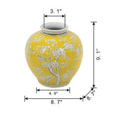 Yellow and White Wide Curved Plum Blossom Vase - OROA