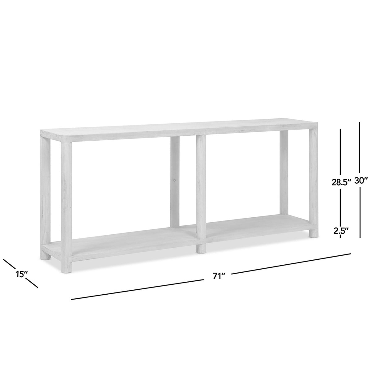 Milo Cerused Reclaimed Pine Console Table with Lower Shelf, Light Natural - OROA Online Furniture
