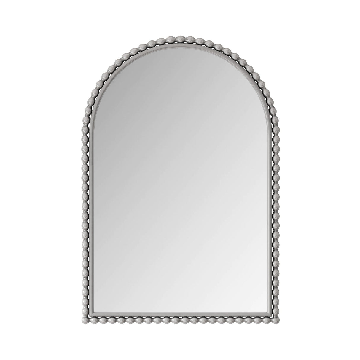 Arched mirror with decorative border on a white background