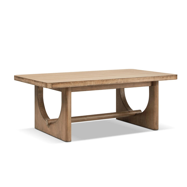 Turnkey Coffee Table with Trestle Base, Antique Natural Brown Reclaimed Pine - OROA Modern Furniture